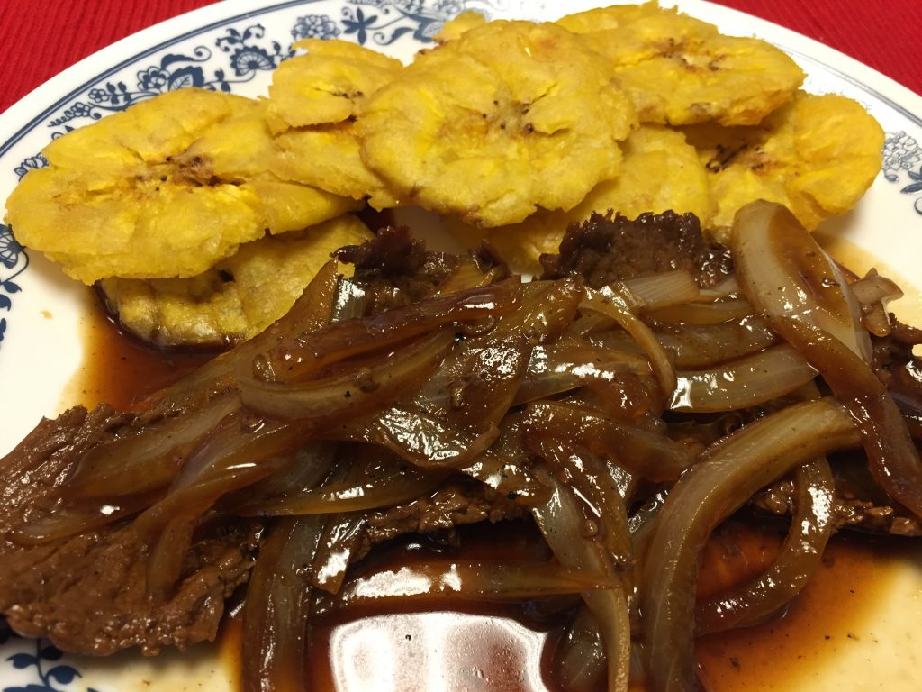 Onion Steak with Tostones